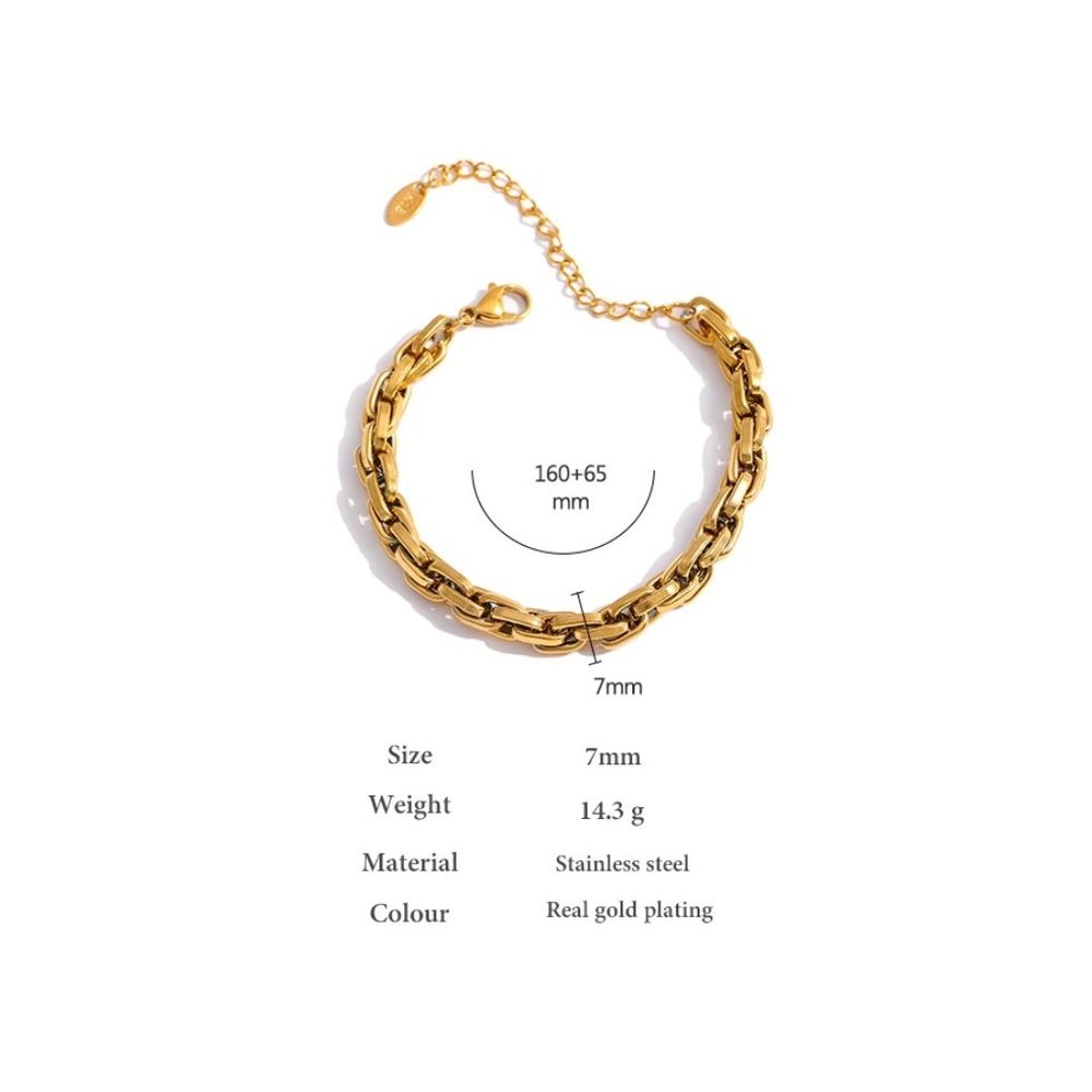 NEW 18K Gold Plated Link Chain Bracelet - Picture 2 of 5